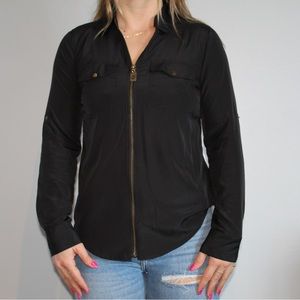 Michael Kors Zip Front Long Sleeve Dress Shirt